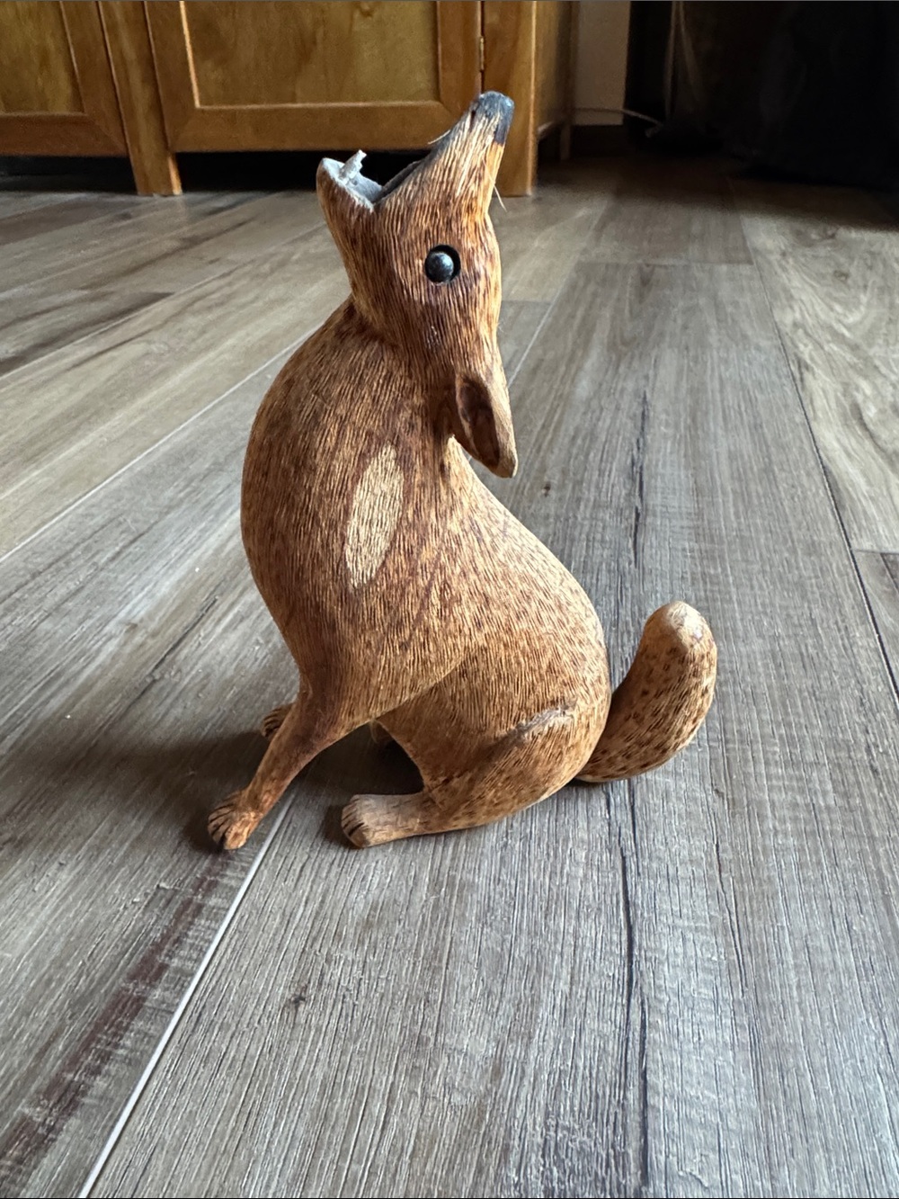 Handcrafted Rustic Fox Figurine - Orange Brown